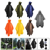 Maxbell Hooded Rain Poncho Portable Rainwear Jacket for Backpacking Black