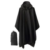 Maxbell Hooded Rain Poncho Portable Rainwear Jacket for Backpacking Black