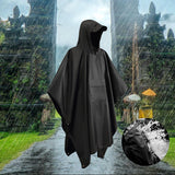 Maxbell Hooded Rain Poncho Portable Rainwear Jacket for Backpacking Black