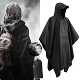 Maxbell Hooded Rain Poncho Portable Rainwear Jacket for Backpacking Black