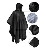 Maxbell Hooded Rain Poncho Portable Rainwear Jacket for Backpacking Black