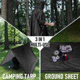 Maxbell Hooded Rain Poncho Portable Rainwear Jacket for Backpacking Black