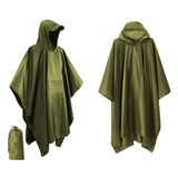 Maxbell Hooded Rain Poncho Portable Rainwear Jacket for Backpacking Green