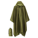 Maxbell Hooded Rain Poncho Portable Rainwear Jacket for Backpacking Green