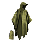Maxbell Hooded Rain Poncho Portable Rainwear Jacket for Backpacking Green