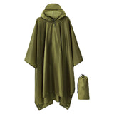 Maxbell Hooded Rain Poncho Portable Rainwear Jacket for Backpacking Green