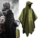 Maxbell Hooded Rain Poncho Portable Rainwear Jacket for Backpacking Green