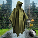 Maxbell Hooded Rain Poncho Portable Rainwear Jacket for Backpacking Green