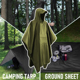 Maxbell Hooded Rain Poncho Portable Rainwear Jacket for Backpacking Green