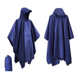 Maxbell Hooded Rain Poncho Portable Rainwear Jacket for Backpacking Navy Blue