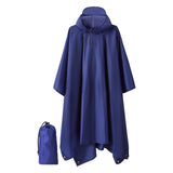 Maxbell Hooded Rain Poncho Portable Rainwear Jacket for Backpacking Navy Blue