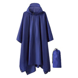 Maxbell Hooded Rain Poncho Portable Rainwear Jacket for Backpacking Navy Blue