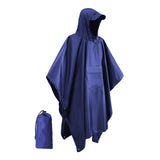 Maxbell Hooded Rain Poncho Portable Rainwear Jacket for Backpacking Navy Blue
