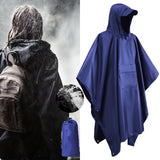 Maxbell Hooded Rain Poncho Portable Rainwear Jacket for Backpacking Navy Blue