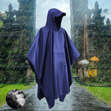 Maxbell Hooded Rain Poncho Portable Rainwear Jacket for Backpacking Navy Blue
