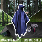 Maxbell Hooded Rain Poncho Portable Rainwear Jacket for Backpacking Navy Blue