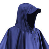 Maxbell Hooded Rain Poncho Portable Rainwear Jacket for Backpacking Navy Blue