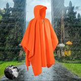 Maxbell Hooded Rain Poncho Portable Rainwear Jacket for Backpacking Orange