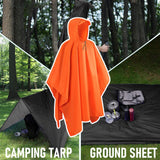 Maxbell Hooded Rain Poncho Portable Rainwear Jacket for Backpacking Orange