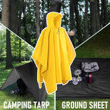 Maxbell Hooded Rain Poncho Portable Rainwear Jacket for Backpacking Yellow