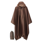 Maxbell Hooded Rain Poncho Portable Rainwear Jacket for Backpacking Brown