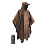 Maxbell Hooded Rain Poncho Portable Rainwear Jacket for Backpacking Brown