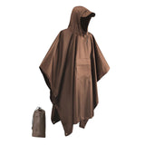 Maxbell Hooded Rain Poncho Portable Rainwear Jacket for Backpacking Brown