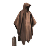 Maxbell Hooded Rain Poncho Portable Rainwear Jacket for Backpacking Brown