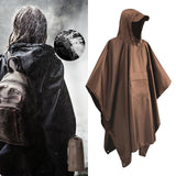 Maxbell Hooded Rain Poncho Portable Rainwear Jacket for Backpacking Brown