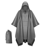 Maxbell Hooded Rain Poncho Portable Rainwear Jacket for Backpacking Gray