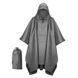 Maxbell Hooded Rain Poncho Portable Rainwear Jacket for Backpacking Gray