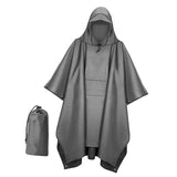 Maxbell Hooded Rain Poncho Portable Rainwear Jacket for Backpacking Gray