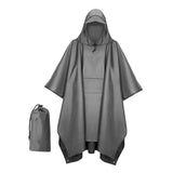 Maxbell Hooded Rain Poncho Portable Rainwear Jacket for Backpacking Gray