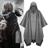 Maxbell Hooded Rain Poncho Portable Rainwear Jacket for Backpacking Gray