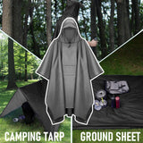 Maxbell Hooded Rain Poncho Portable Rainwear Jacket for Backpacking Gray