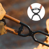 Maxbell Campfire Tongs 17" Steel Firewood Tongs for Cooking Camping Indoor Outdoor