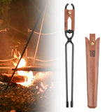 Maxbell Campfire Tongs 17" Steel Firewood Tongs for Cooking Camping Indoor Outdoor