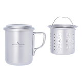 Maxbell Titanium Mug with Tea Strainer Sturdy Coffee Mug for Fishing Camping Outside