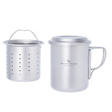 Maxbell Titanium Mug with Tea Strainer Sturdy Coffee Mug for Fishing Camping Outside