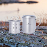 Maxbell Titanium Mug with Tea Strainer Sturdy Coffee Mug for Fishing Camping Outside
