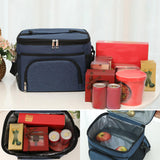 Maxbell Portable Lunch Box Front Pocket Hot Cold Food Thermal Bag Beach Tote Handbag Red