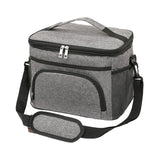 Maxbell Portable Lunch Box Front Pocket Hot Cold Food Thermal Bag Beach Tote Handbag Gray