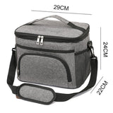 Maxbell Portable Lunch Box Front Pocket Hot Cold Food Thermal Bag Beach Tote Handbag Gray