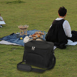 Maxbell Portable Lunch Box Front Pocket Hot Cold Food Thermal Bag Beach Tote Handbag Black