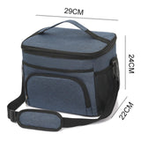 Maxbell Portable Lunch Box Front Pocket Hot Cold Food Thermal Bag Beach Tote Handbag Dark Blue