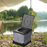Maxbell Folding Camping Toilet Portable Toilet for Camping for Fishing Camping Beach Black Gray