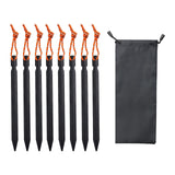 Maxbell 8Pcs Tent Stakes Lightweight Metal Stakes for Ground for Desert Outdoor Trip Black