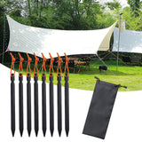 Maxbell 8Pcs Tent Stakes Lightweight Metal Stakes for Ground for Desert Outdoor Trip Black