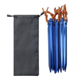 Maxbell 8Pcs Tent Stakes Lightweight Metal Stakes for Ground for Desert Outdoor Trip Blue