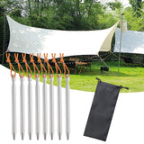 Maxbell 8Pcs Tent Stakes Lightweight Metal Stakes for Ground for Desert Outdoor Trip Silver